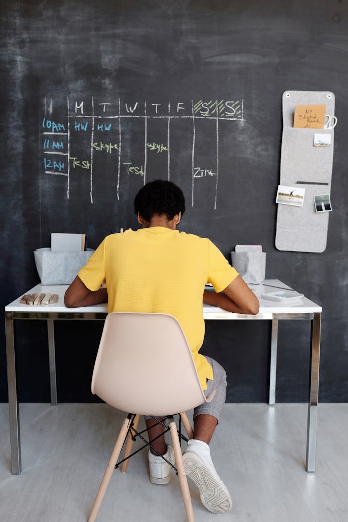 Learner at desk